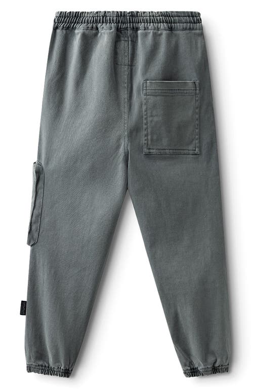 Nununu Kids' Smile Cotton Graphic Cargo Pants In Graphite