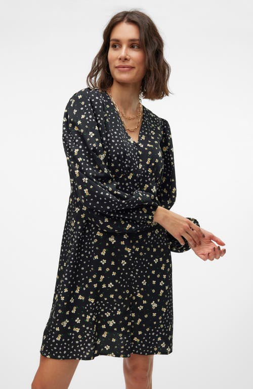 Shop Vero Moda Alea Floral Long Sleeve Dress In Black