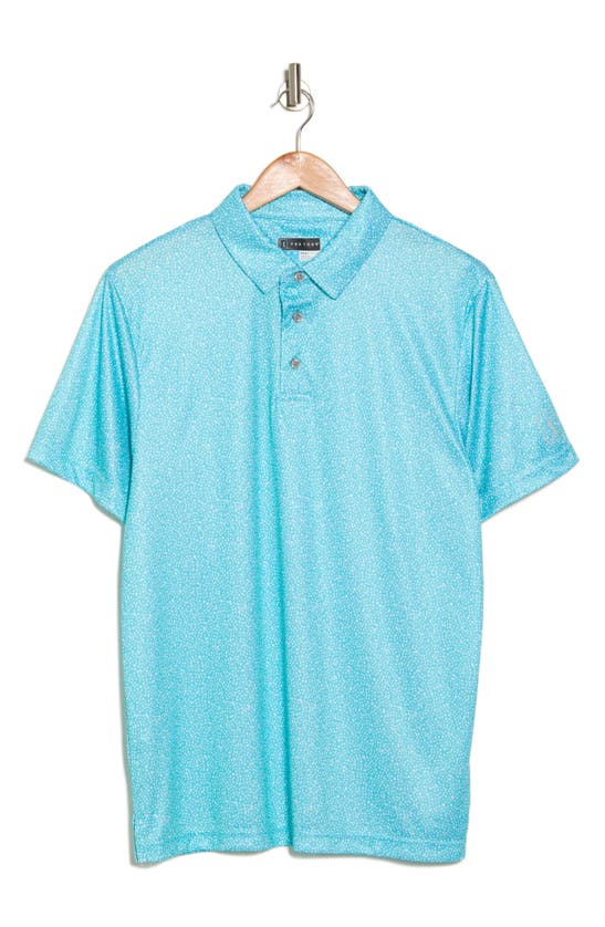 Shop Pga Tour Geo Print Golf Polo In Tanager Turquois
