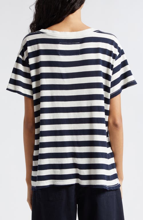 Nili Lotan Brady Stripe Cotton T-shirt In Dark Navy Stripe