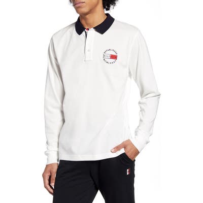 Tommy Hilfiger Logo Badge Long Sleeve Polo, White