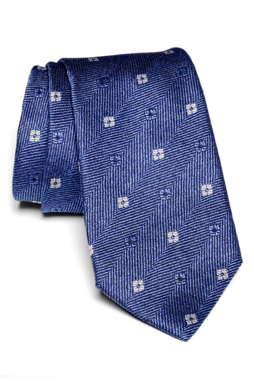 Bethune Floral Herringbone Silk Tie in Blue