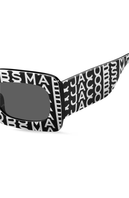 Shop Marc Jacobs 50mm Rectangular Sunglasses In Black White/grey