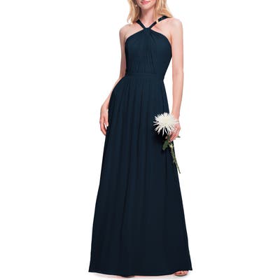 #levkoff Halter Neck Chiffon Gown, Blue