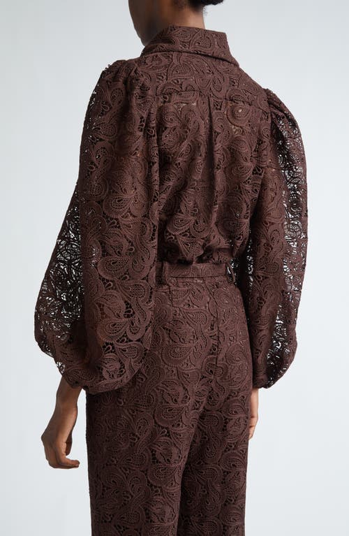 Shop Zimmermann Illustration Lace Button-up Shirt In Chocolate