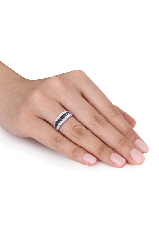 Delmar Channel Set Black Diamond Band Ring In Black