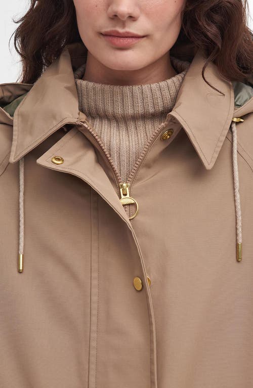Barbour Francis Waterproof Insulated Long Coat With Removable Hood In Honey/ancient Loden Tartan