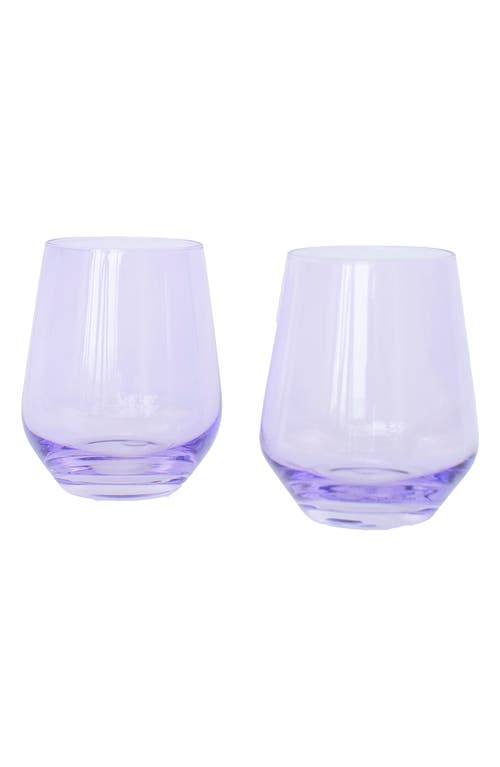 Estelle Colored Glass Tinted Stemless Wine Glasses 6-Piece Set Purple