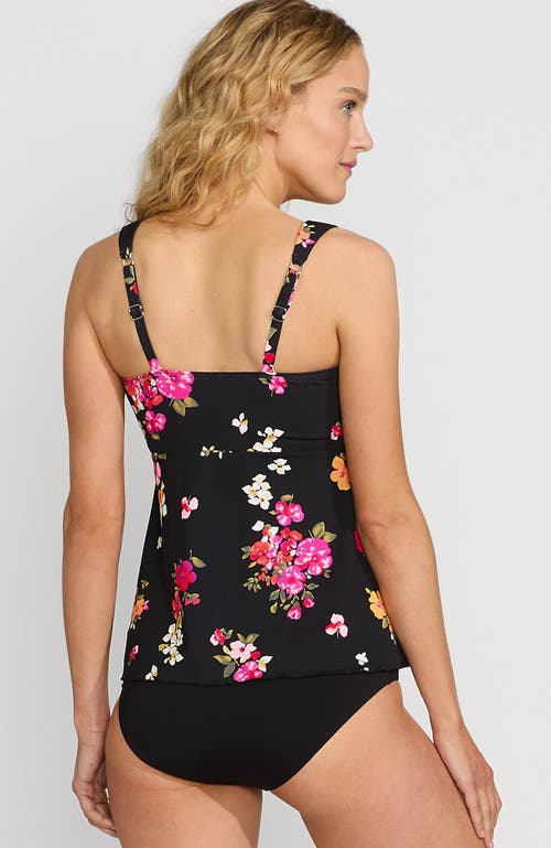 Shop Lands' End Flutter Scoop Neck Tankini Top In Black Meadow Floral