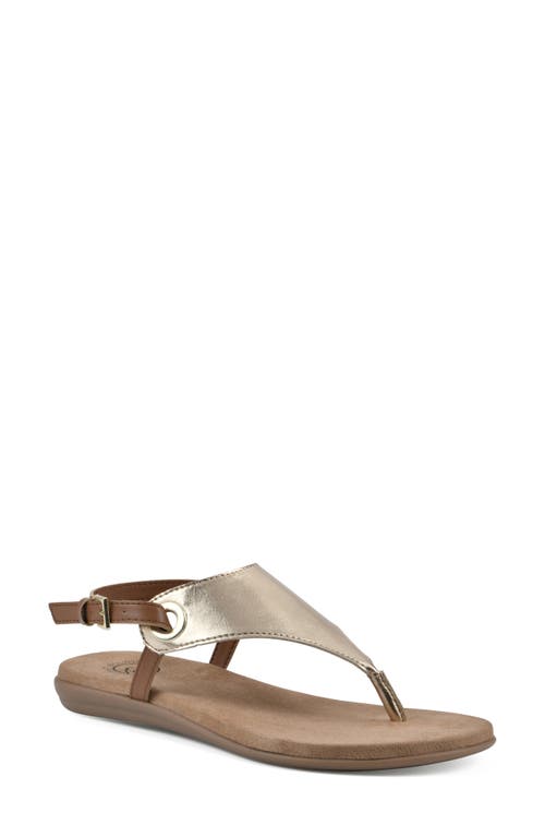 Shop White Mountain Footwear London T-strap Sandal In Gold/smooth