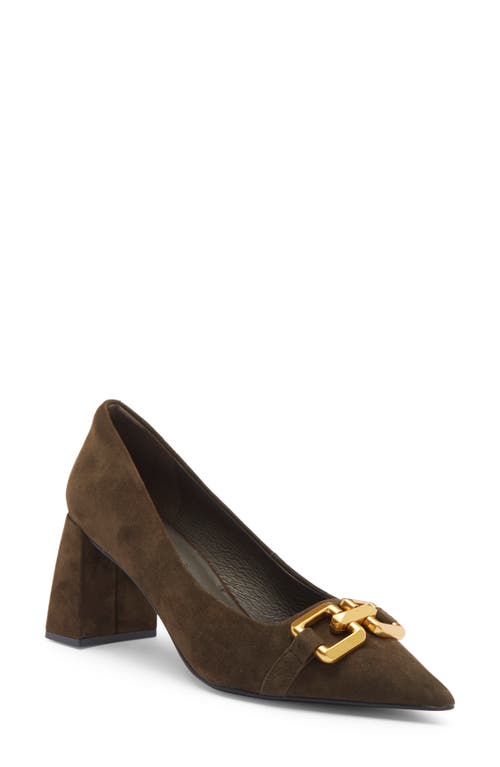 Shop Jeffrey Campbell Lasting Pointed Toe Pump In Dark Khaki Suede Bronze