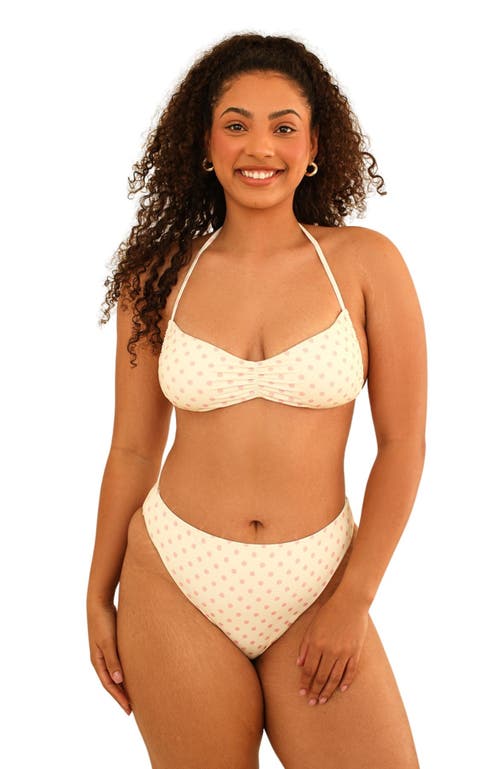 Dippin Daisys Christina Tie Straps Bandeau Bikini Top Dotted Pink at Nordstrom,