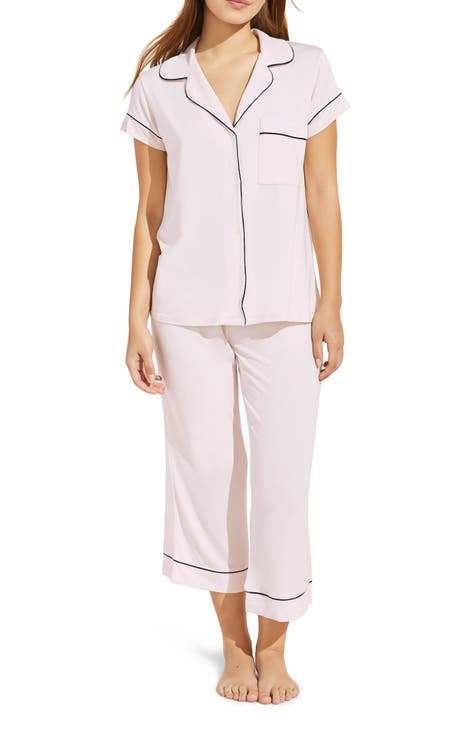 Short Sleeve Cropped Pant PJ Set - White – Pour Les Femmes