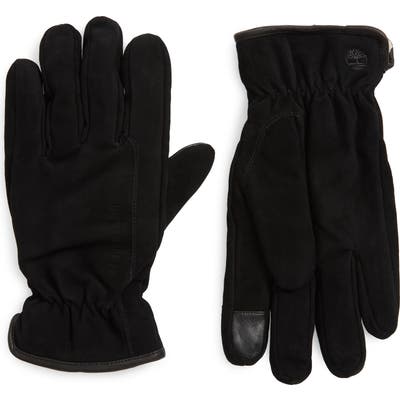 Timberland Nubuck Leather Touchscreen Gloves, Black