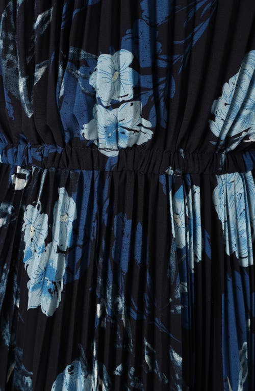 Petal And Pup Petal & Pup Hilary Floral Cold Shoulder Long Sleeve Maxi Dress In Blue