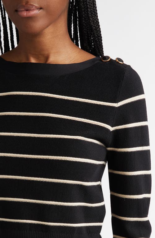 Shop Zimmermann Crush Stripe Crop Sweater In Black/cream