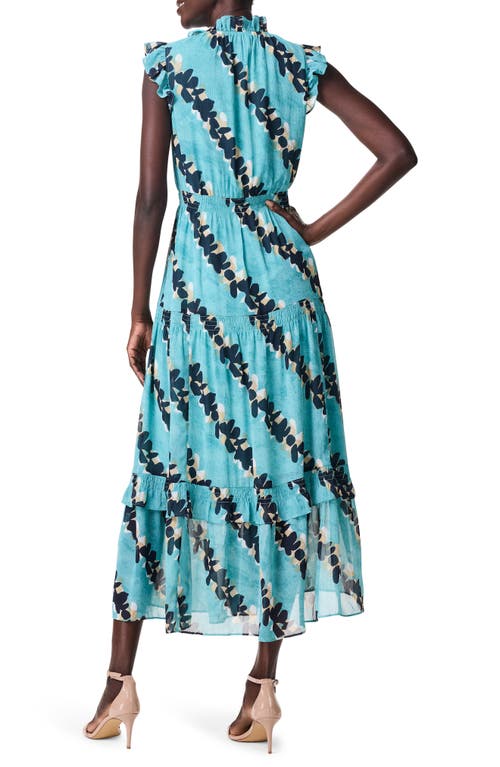 Nic + Zoe Rolling Reef Ruffle Trim Maxi Dress In Aqua Multi