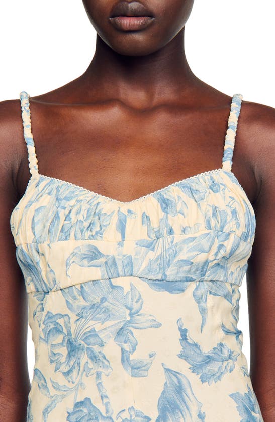 Shop Sandro Joselle Floral Maxi Dress In Ecru / Bleu