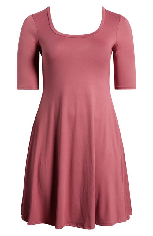 24seven Comfort Apparel A Line Knee Length Elbow Length Sleeves Dress In Rose