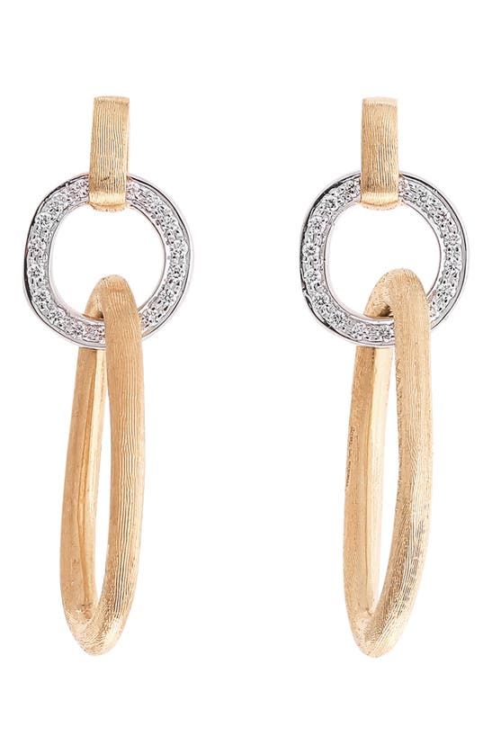 Marco Bicego 18k White & Yellow Gold Jaipur Diamond & Textured Link Drop Earrings In Yl/ Wh Gold