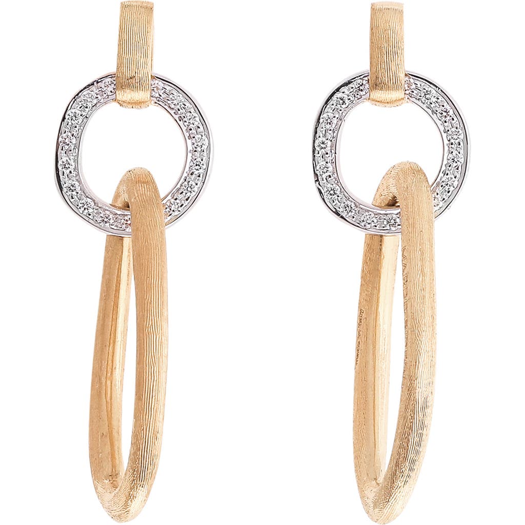 Marco Bicego Jaipur Diamond Double Link Drop Earrings In Yl/wh Gold
