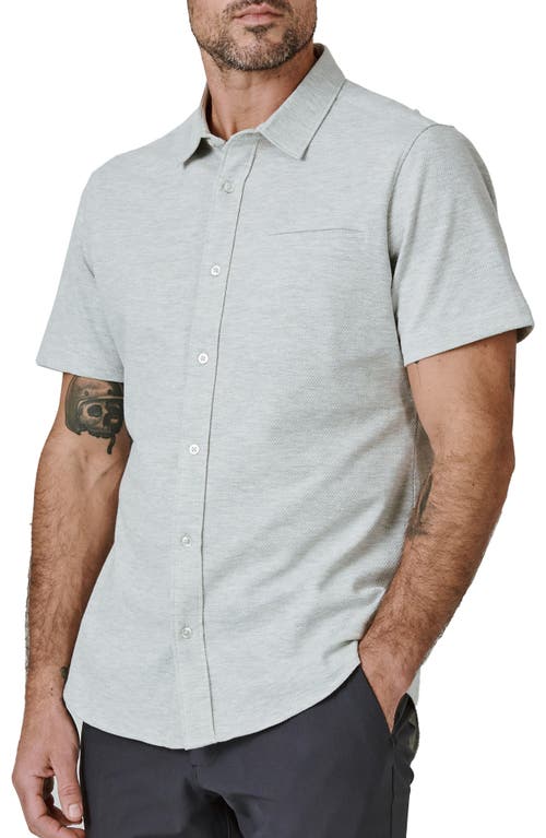 Seville Short Sleeve Stretch Cotton Blend Button-Up Shirt in Natural