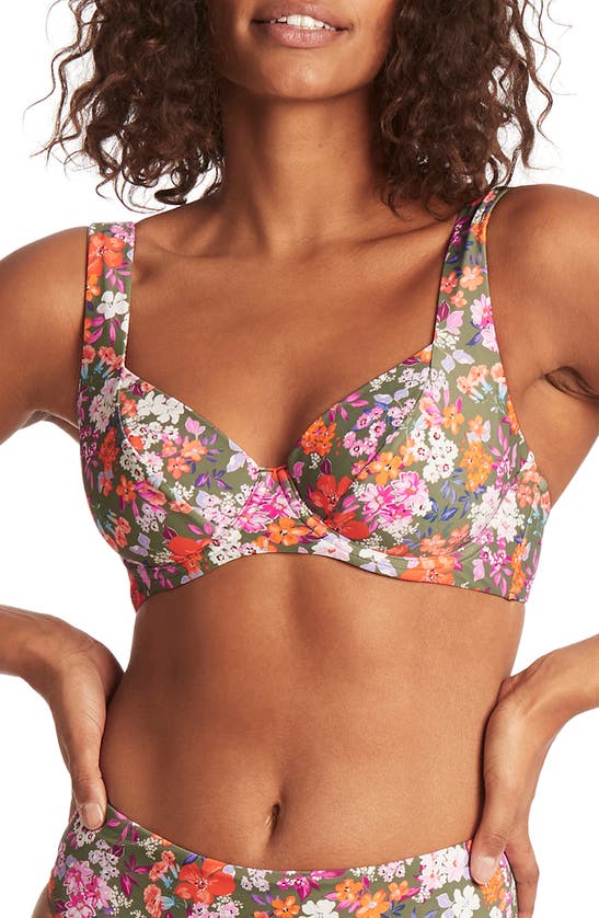 Sea Level Floral C & Dcup Underwire Bikini Top In Khaki ModeSens