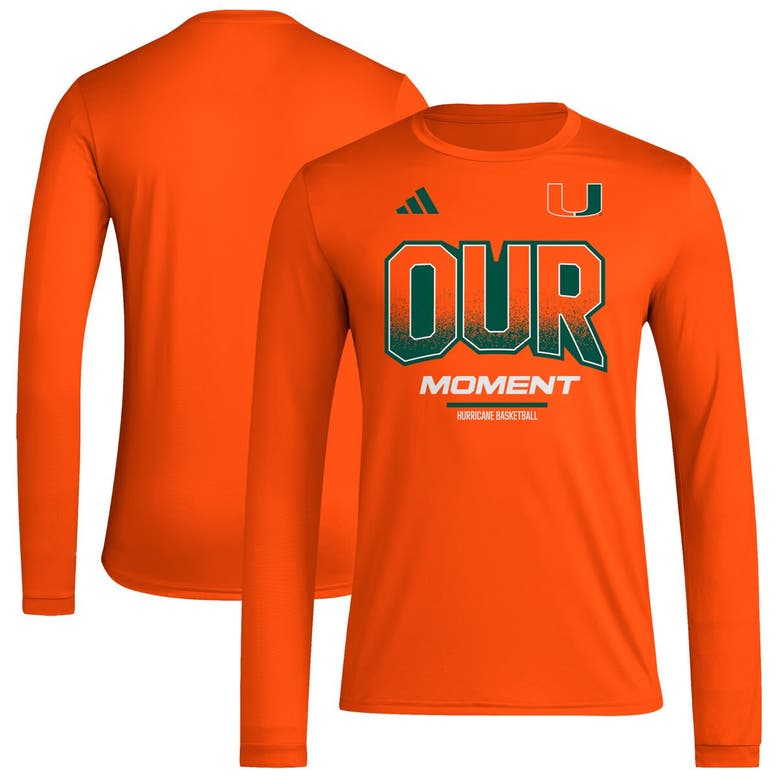 Shop Adidas Originals Unisex Adidas  Orange Miami Hurricanes 2024 On-court Bench Our Moment Long Sleeve T-shirt