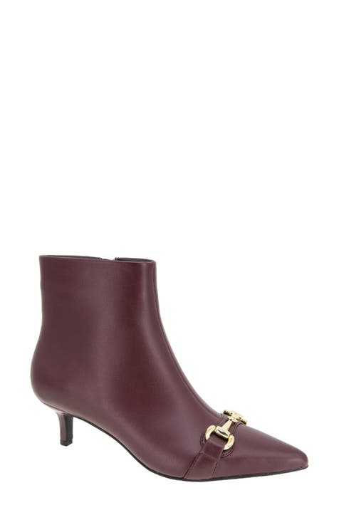 Burgundy kitten heel ankle boots hotsell