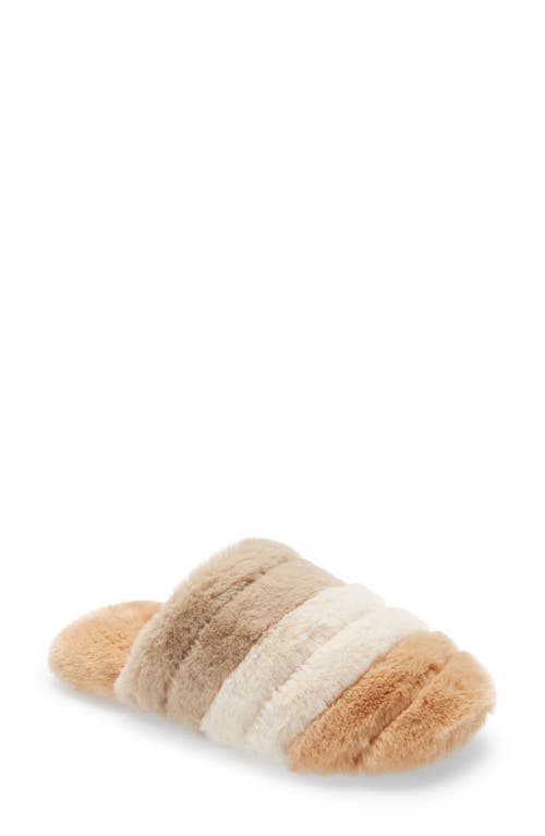 Madewell Recycled Faux Fur Quilted Scuff Slippers in Light Sand Multi
