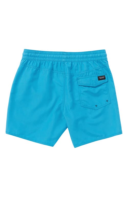 Shop Volcom Lido Solid Swim Trunks In Tidal Blue