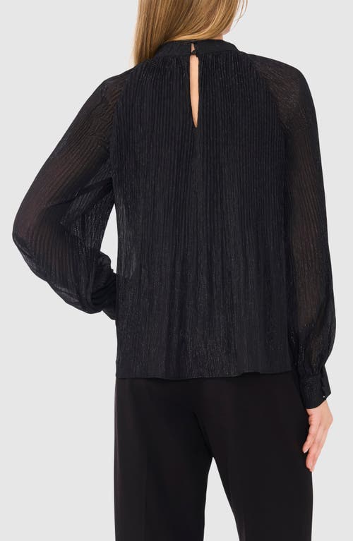 Shop Halogenr Halogen(r) Release Pleat Mock Neck Top In Rich Black Stripe