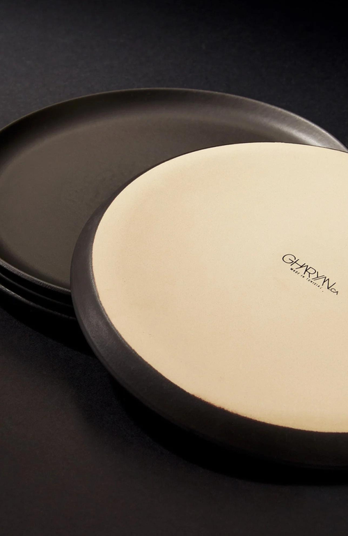 Gharyan Stoneware Tunisian Side Plates Set Of 4 In Black