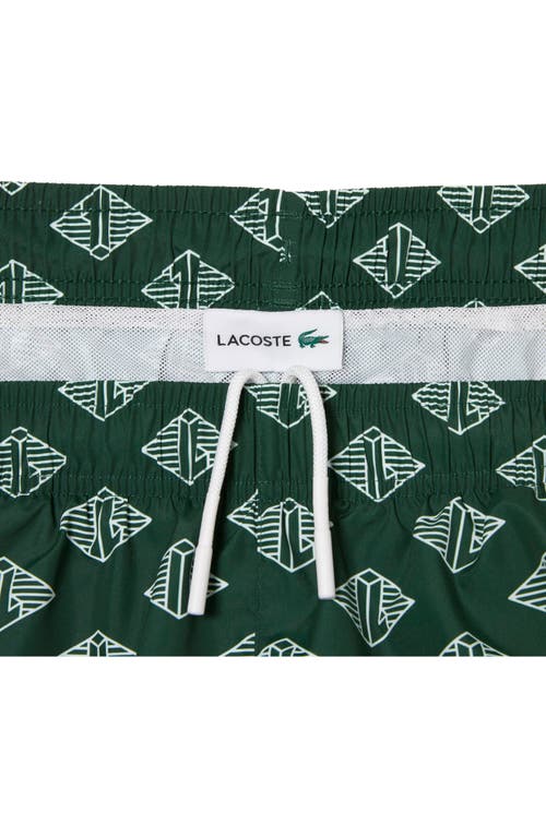 Shop Lacoste Uni Swim Trunks In Yrr Green/flour