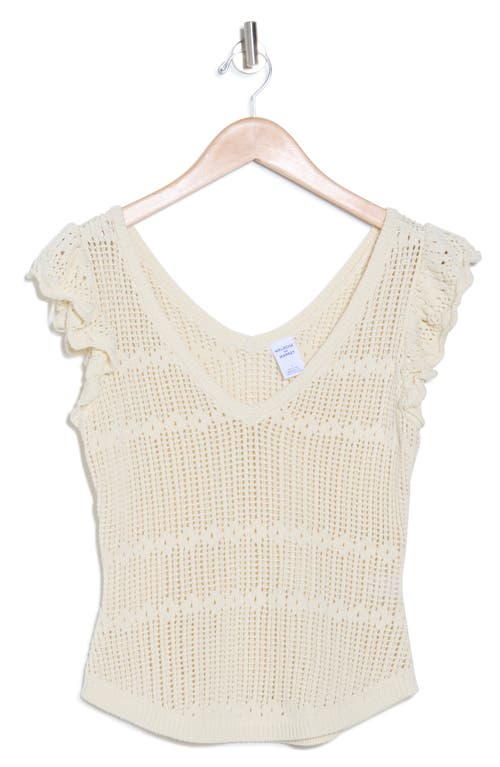 Shop Melrose And Market Open Stitch Ruffle Sweater In Ivory Dove