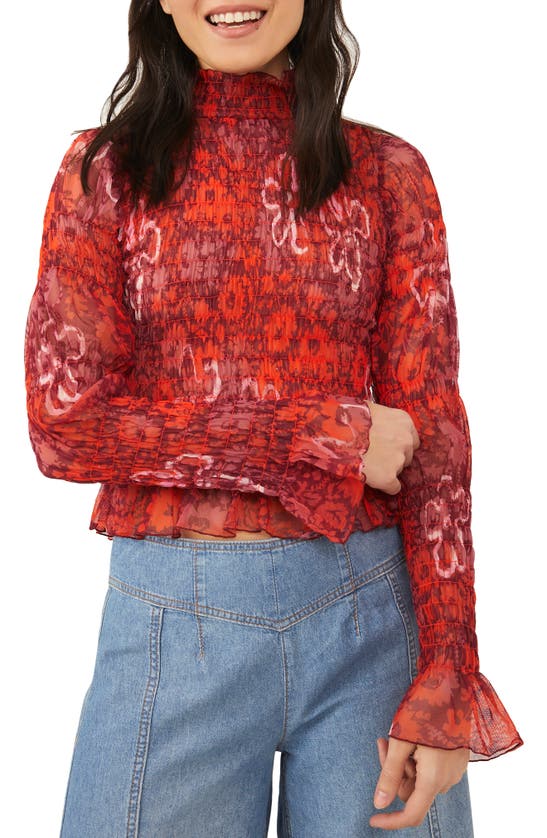 Free People Hello There Top In Maroon Combo