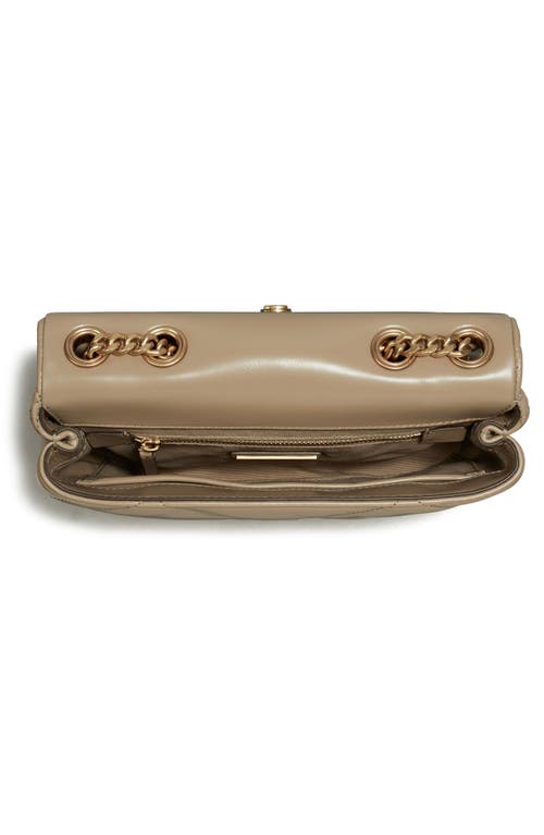 Tory Burch Kira Diamond Small Leather Shoulder Bag In Taupe Oak