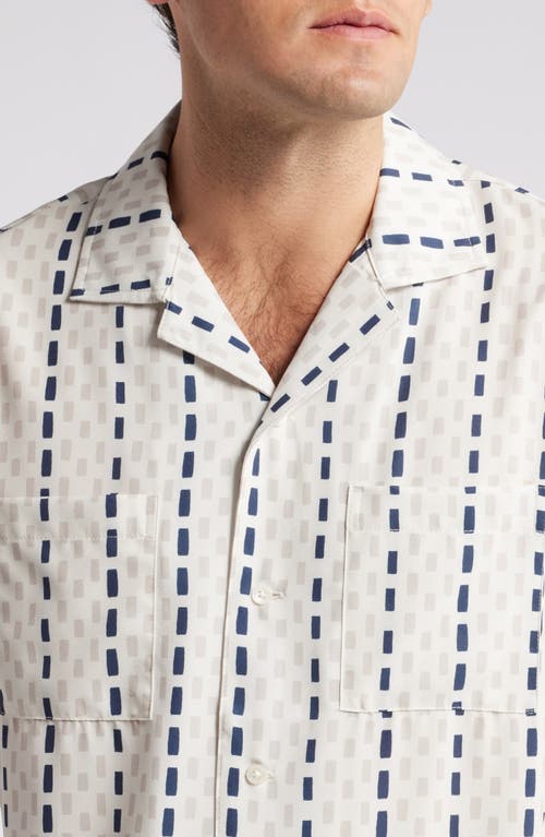 Shop Swannies Dean Broken Stripe Camp Shirt In Tan