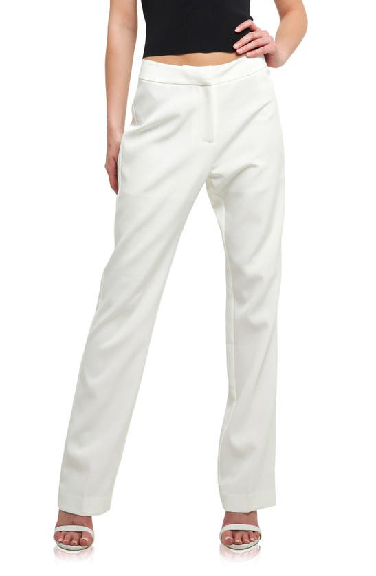 Endless Rose Flat Front Trousers In White