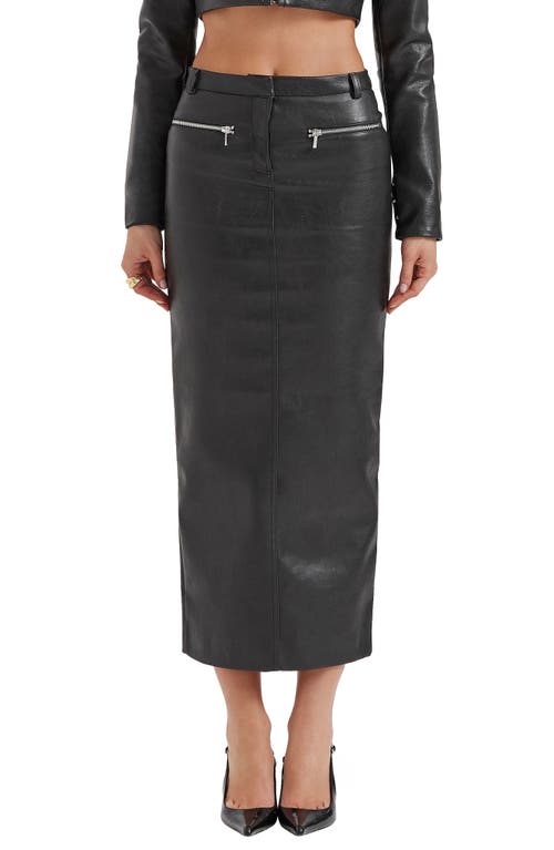 Tana Faux Leather Maxi Skirt in Black