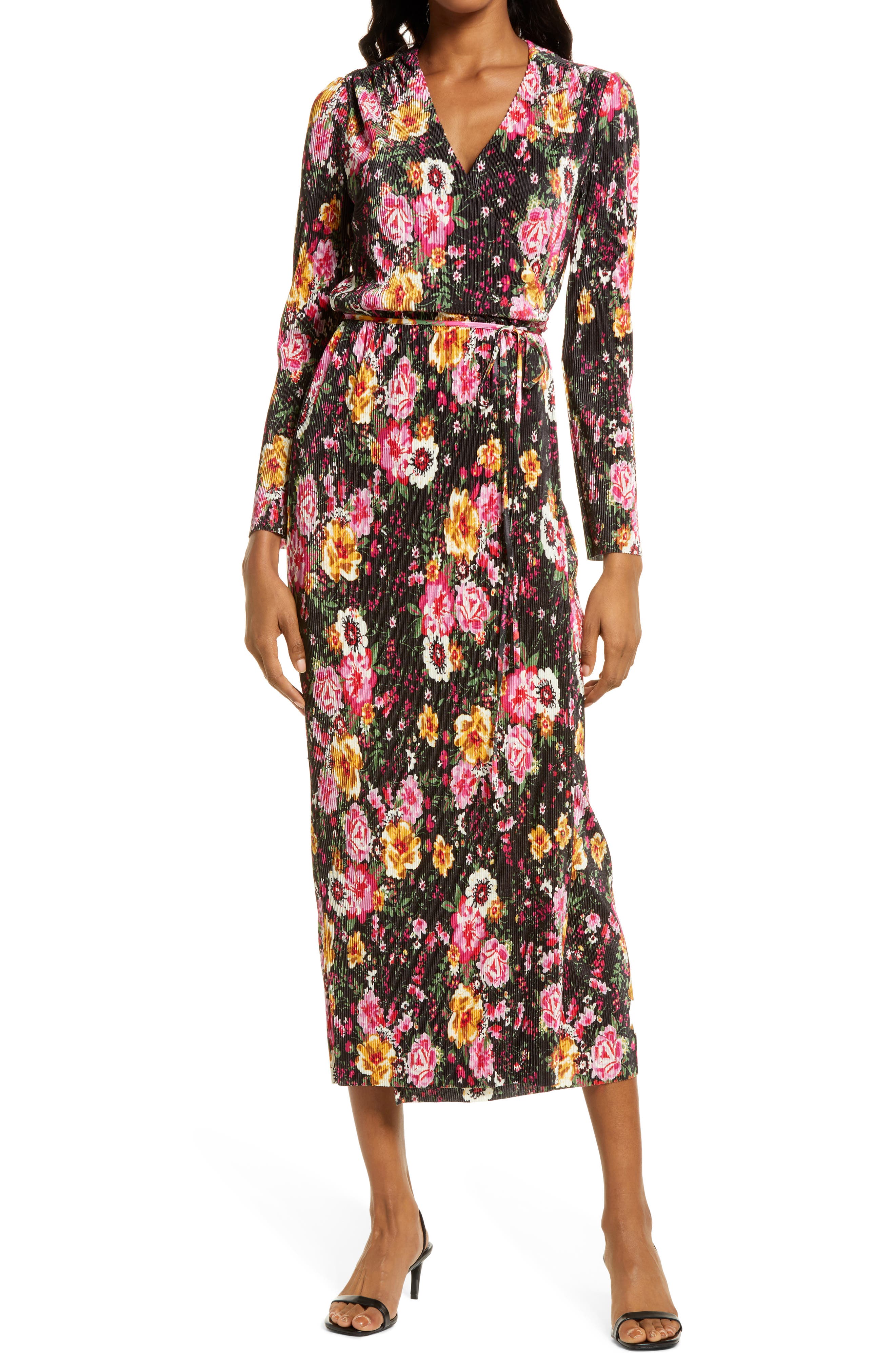 charles henry floral wrap dress