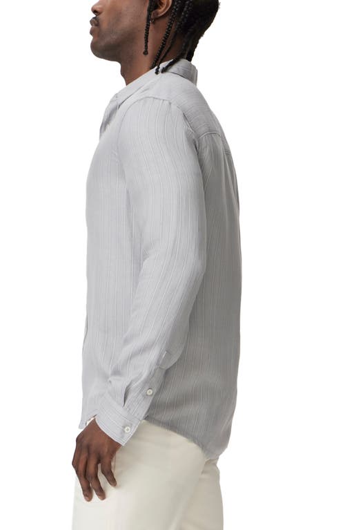 Paige Peters Stripe Linen Blend Button-up Shirt In Moonlit Grey