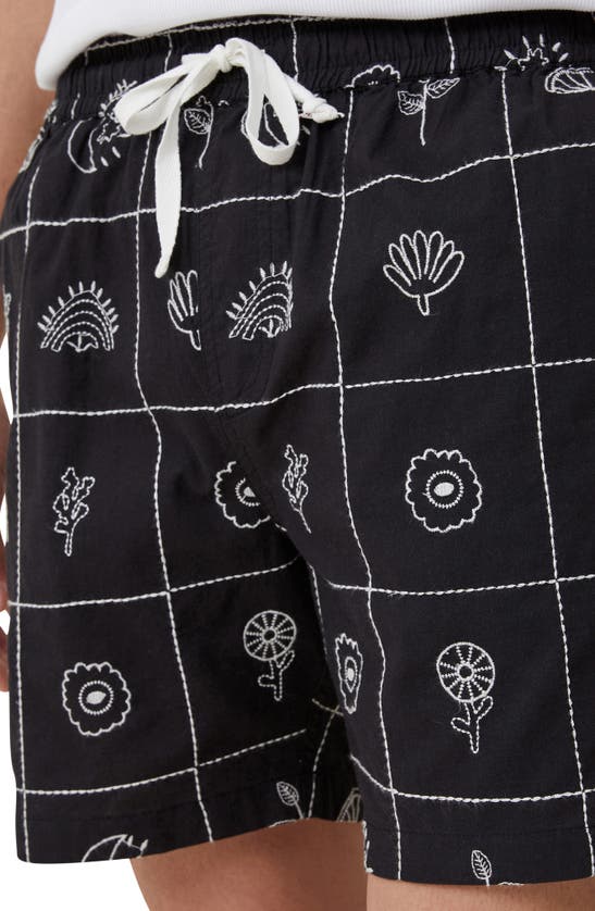 Shop Cotton On Easy Cotton Blend Drawstring Shorts In Black Grid