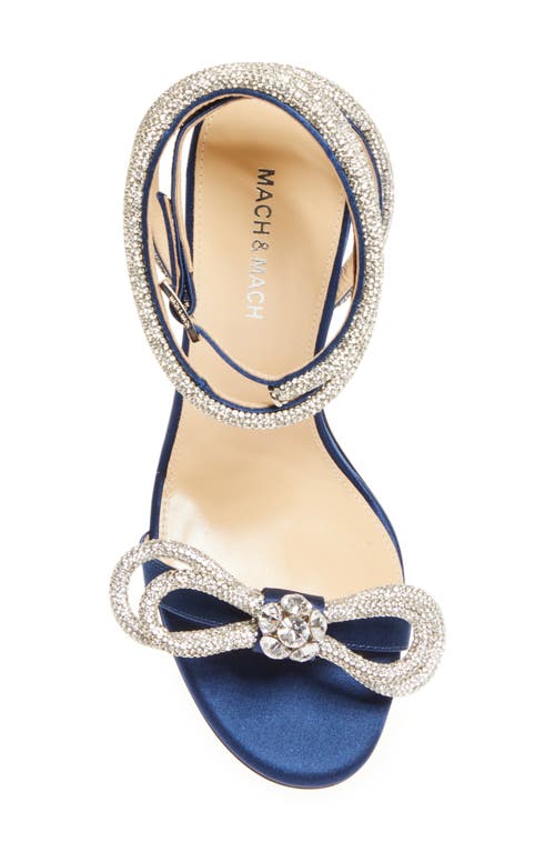 Shop Mach & Mach Double Crystal Bow Sandal In Navy Blue