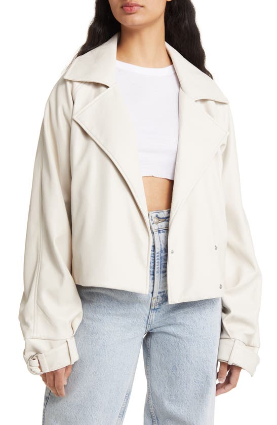 Asos Design Faux Leather Jacket In White