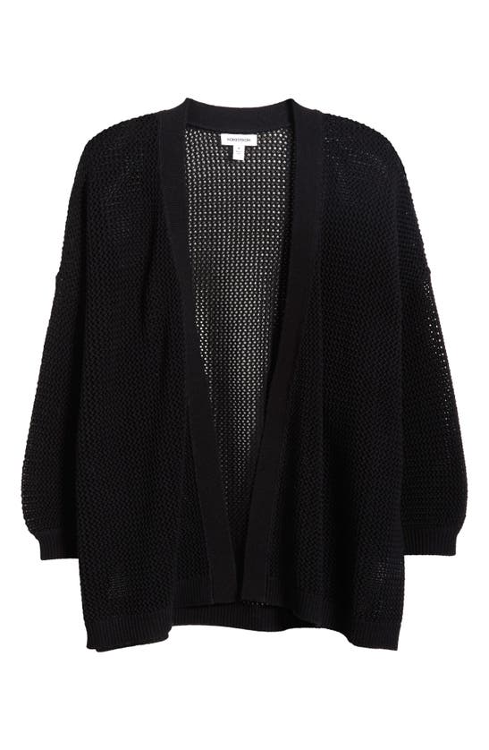 Shop Nordstrom Open Stitch Open Front Cotton Cardigan In Black