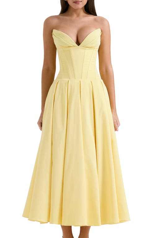House Of Cb Lady E Strapless Corset Gown In Sunshine