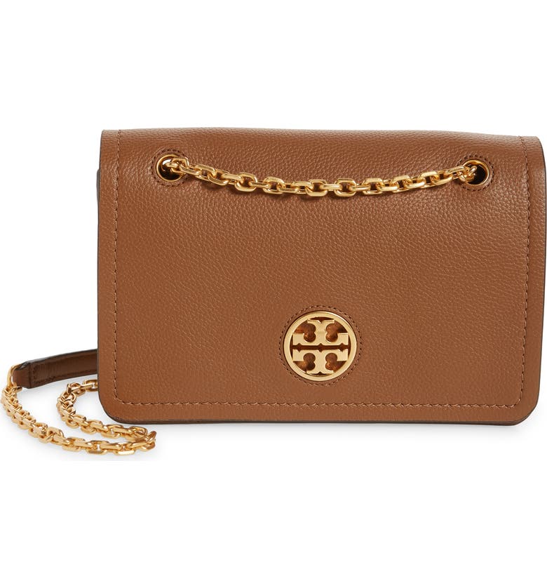 TORY BURCH Carson Convertible Leather Crossbody Bag, Main, color, MOOSE