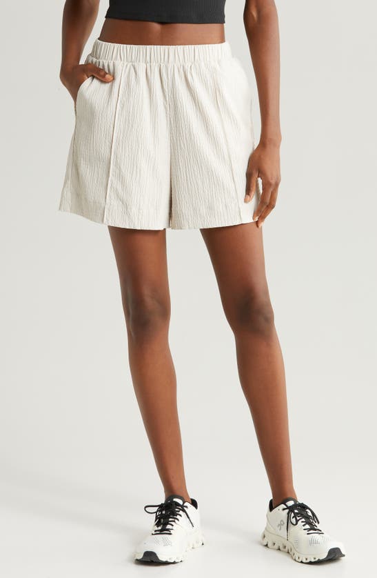 Shop Zella Saylor Crinkle Shorts In Grey Moonbeam