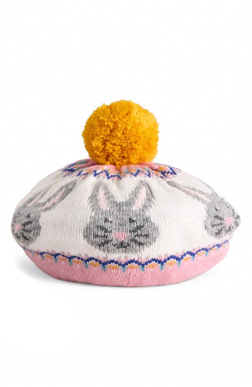 Shop Mini Boden Kids' Fair Isle Bunny Pompom Beret In Pink Bunnies